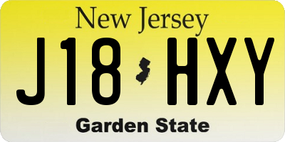 NJ license plate J18HXY