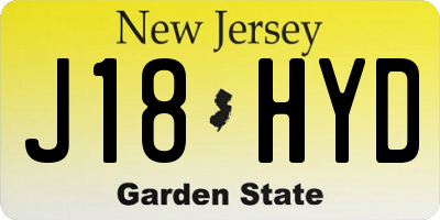 NJ license plate J18HYD