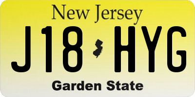 NJ license plate J18HYG