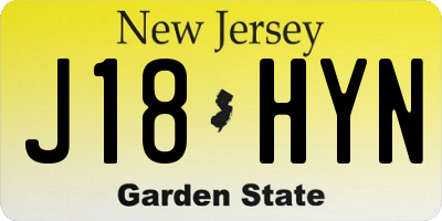NJ license plate J18HYN