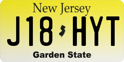 NJ license plate J18HYT