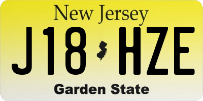 NJ license plate J18HZE