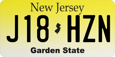NJ license plate J18HZN