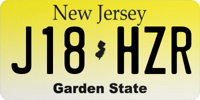 NJ license plate J18HZR