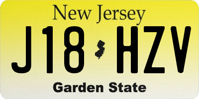 NJ license plate J18HZV