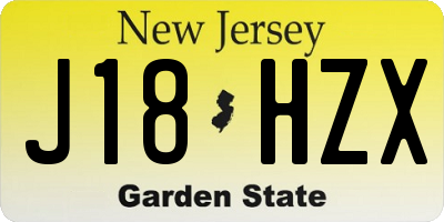 NJ license plate J18HZX