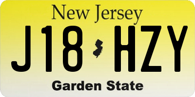 NJ license plate J18HZY