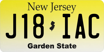 NJ license plate J18IAC