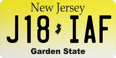 NJ license plate J18IAF