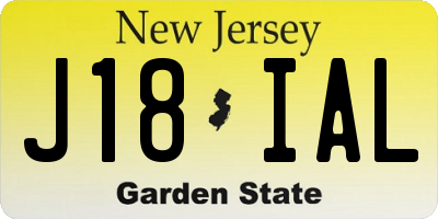 NJ license plate J18IAL