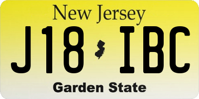 NJ license plate J18IBC