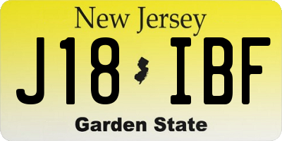 NJ license plate J18IBF