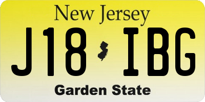 NJ license plate J18IBG