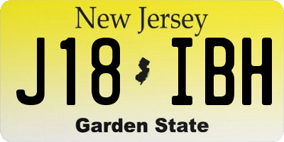 NJ license plate J18IBH
