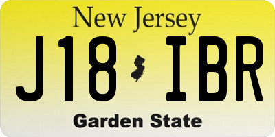 NJ license plate J18IBR