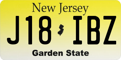 NJ license plate J18IBZ