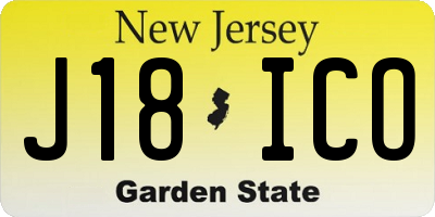 NJ license plate J18ICO