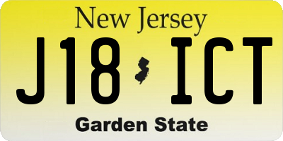 NJ license plate J18ICT