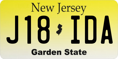 NJ license plate J18IDA