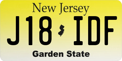 NJ license plate J18IDF