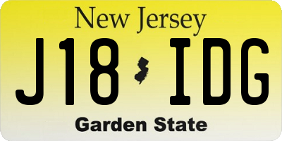 NJ license plate J18IDG