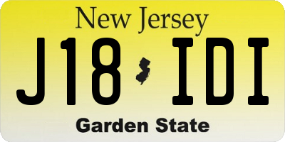 NJ license plate J18IDI