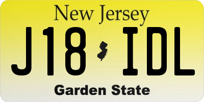 NJ license plate J18IDL