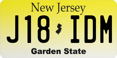NJ license plate J18IDM