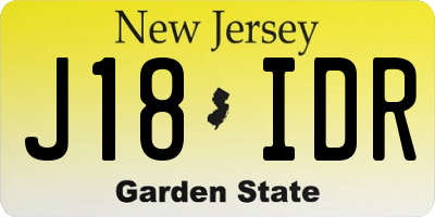 NJ license plate J18IDR