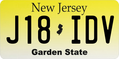 NJ license plate J18IDV
