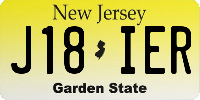NJ license plate J18IER