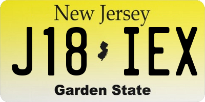 NJ license plate J18IEX
