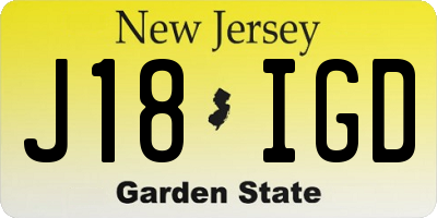 NJ license plate J18IGD