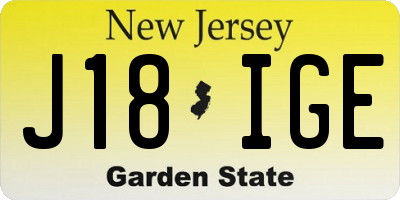 NJ license plate J18IGE