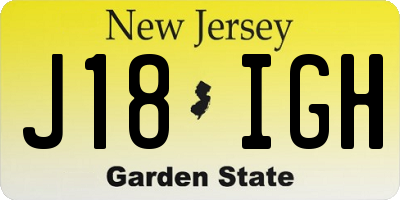 NJ license plate J18IGH