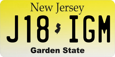 NJ license plate J18IGM