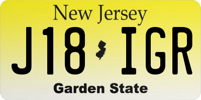 NJ license plate J18IGR