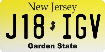 NJ license plate J18IGV