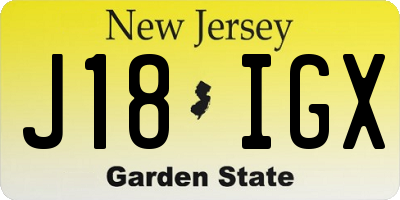 NJ license plate J18IGX