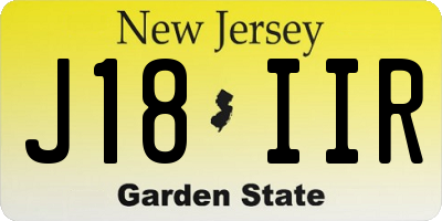 NJ license plate J18IIR