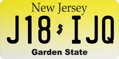 NJ license plate J18IJQ