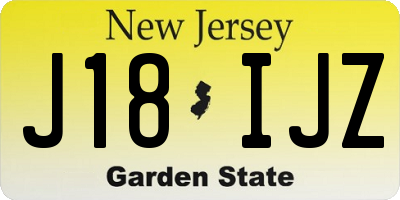 NJ license plate J18IJZ