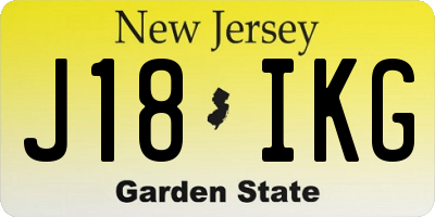 NJ license plate J18IKG
