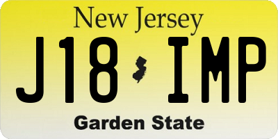 NJ license plate J18IMP