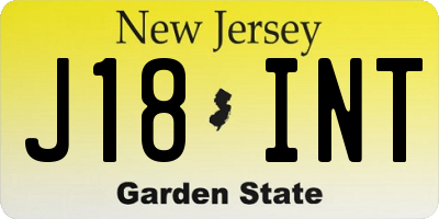 NJ license plate J18INT