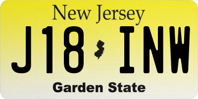NJ license plate J18INW