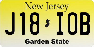 NJ license plate J18IOB