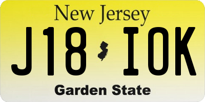 NJ license plate J18IOK