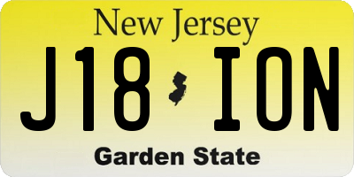 NJ license plate J18ION