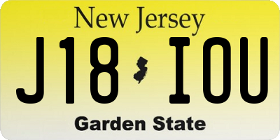 NJ license plate J18IOU